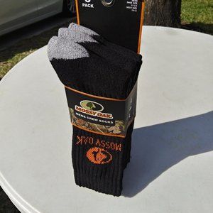Black Men's Crew Socks 3Pk Sock Size 10-13 Mossy Oak